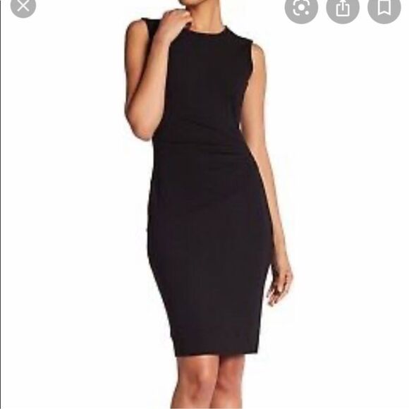 Diane Von Furstenberg Glennie Dress Ruched Side Black Size 2 - Picture 1 of 13